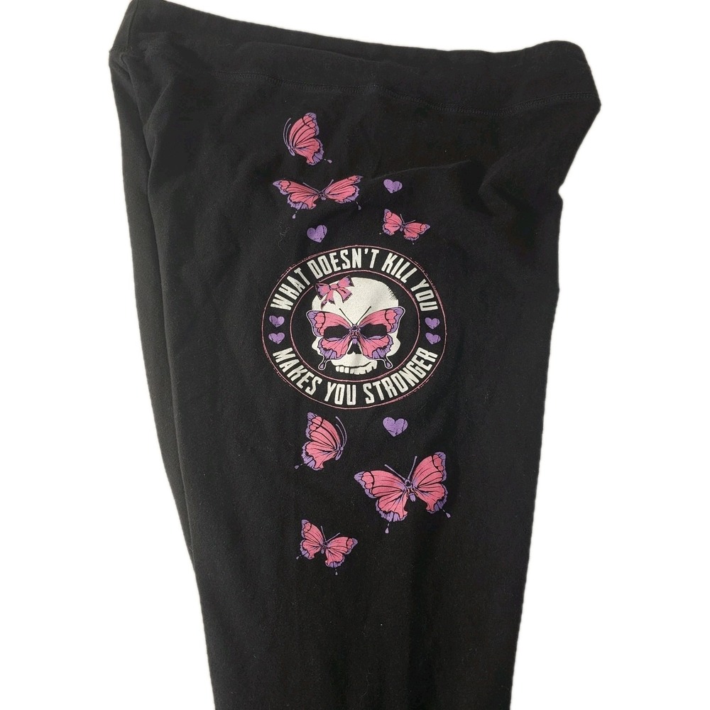 Beautiful Disaster Leggings XXL - "What Doesn't Kill You" Skull & Butterflies